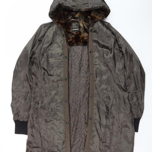 Creenstone Womens Brown Hooded Long Parka Coat Size 12
