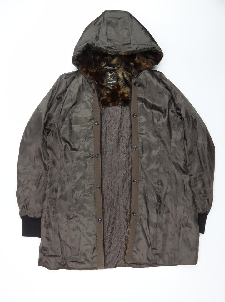 Creenstone Womens Brown Hooded Long Parka Coat Size 12