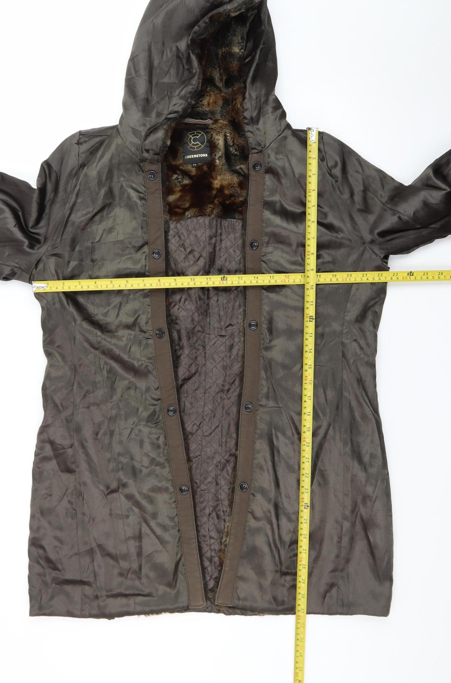 Creenstone Womens Brown Hooded Long Parka Coat Size 12