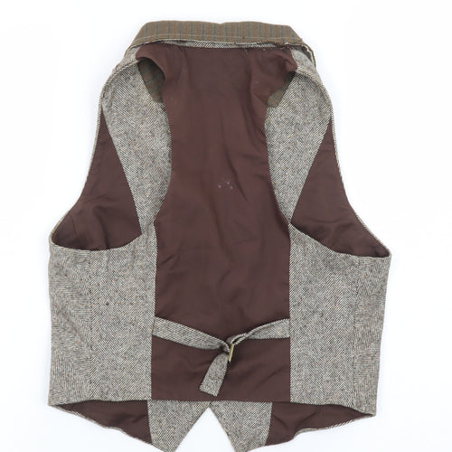 River Island Women's Brown Tweed Sleeveless Herringbone Vest UK 12