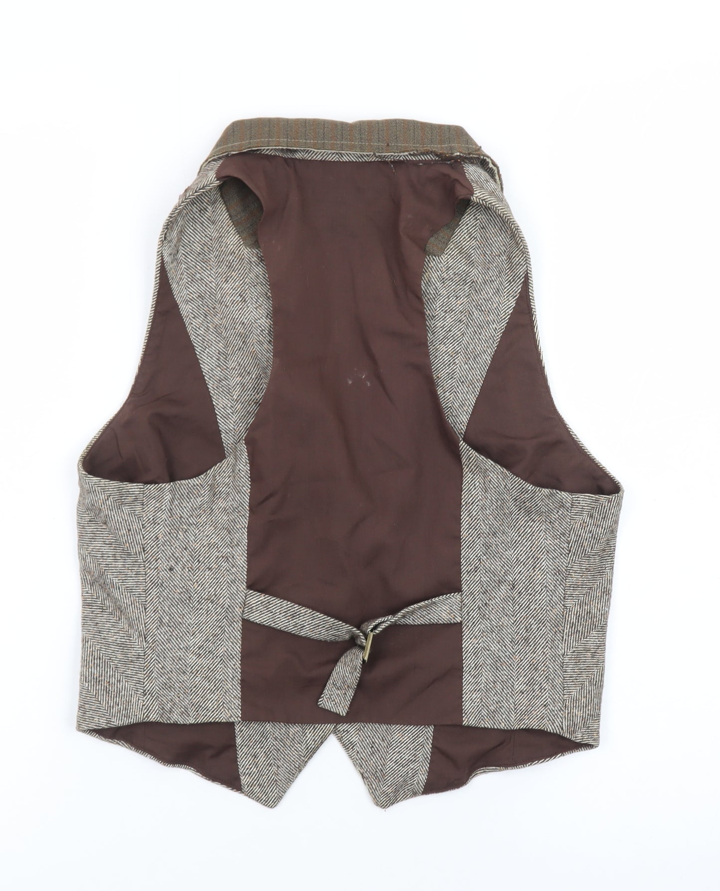 River Island Women's Brown Tweed Sleeveless Herringbone Vest UK 12