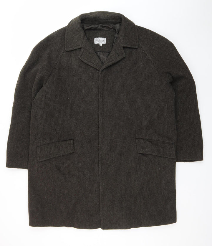 P Berretti Men's Brown Wool Overcoat Size 52 (42in) Lined Classic Style