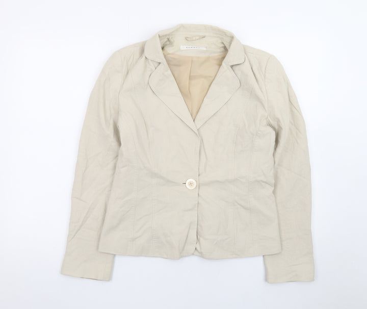 George Women Beige Linen Blend Single-Breasted Blazer UK 12