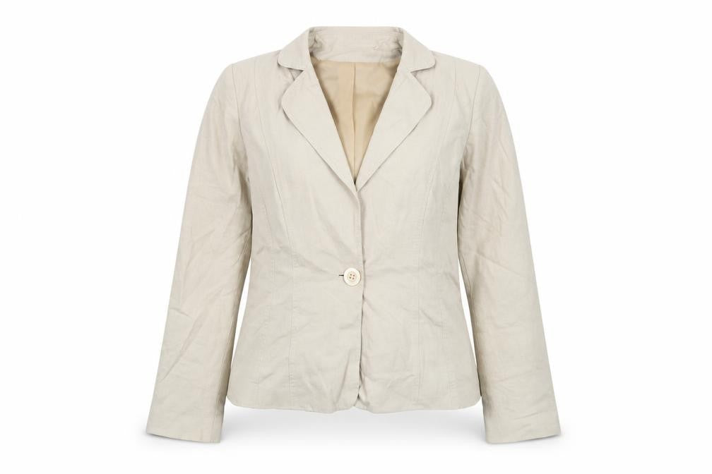 Front view of George Women Beige Linen Blend Single-Breasted Blazer UK 12