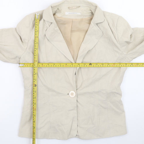 George Women Beige Linen Blend Single-Breasted Blazer UK 12