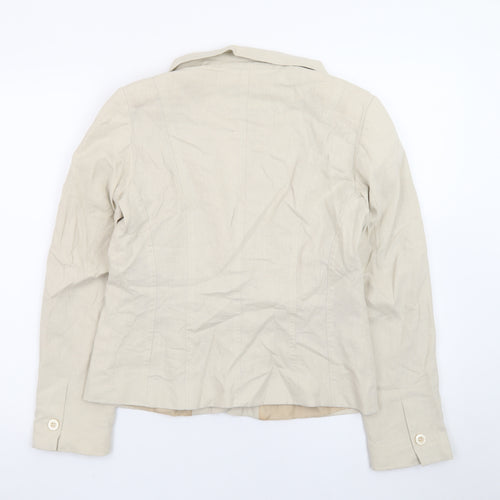George Women Beige Linen Blend Single-Breasted Blazer UK 12