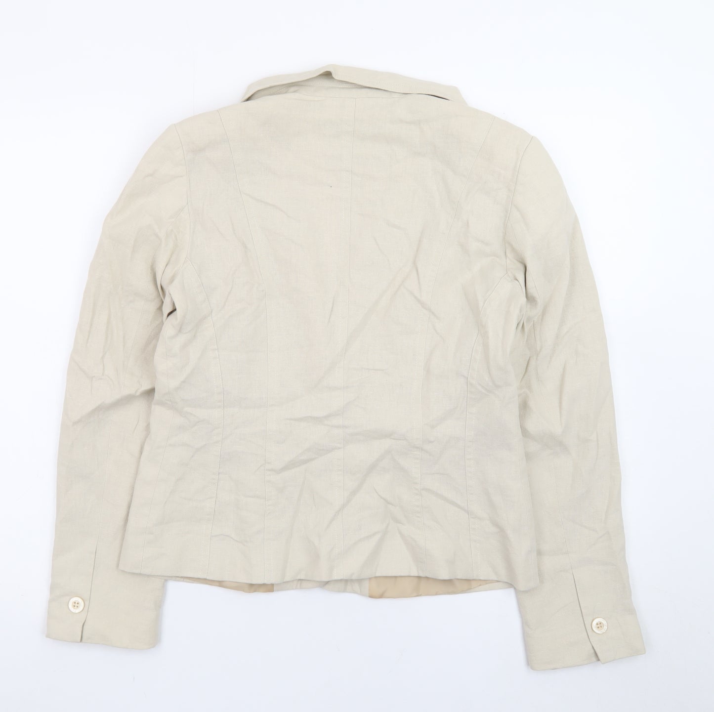George Women Beige Linen Blend Single-Breasted Blazer UK 12