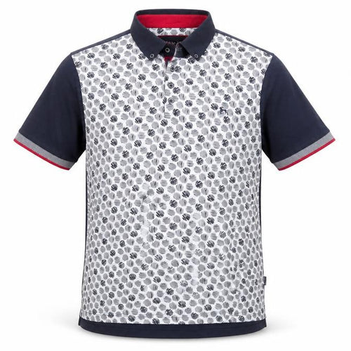 Bewley & Ritch Men's Blue Patterned XL Polo Shirt Short Sleeve Cotton