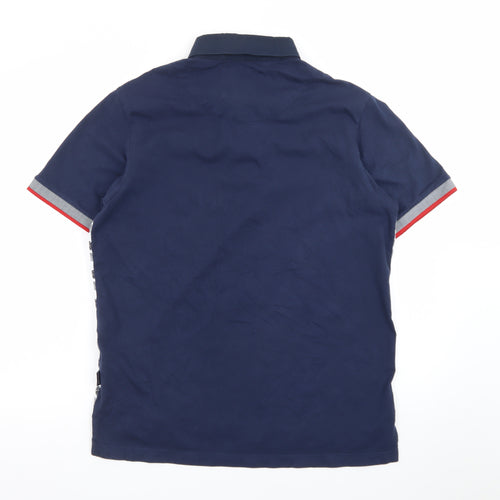 Bewley & Ritch Men's Blue Patterned XL Polo Shirt Short Sleeve Cotton
