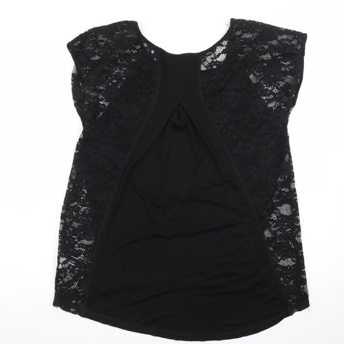 Izabel London Women's Black Lace Studded Blouse Size 12