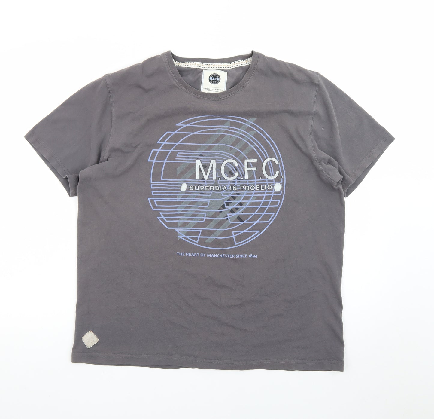 Manchester City F.C. Men's Grey XL Graphic Print T-Shirt
