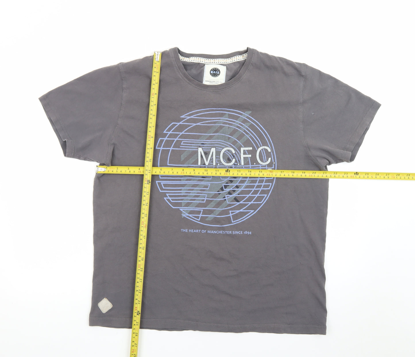 Manchester City F.C. Men's Grey XL Graphic Print T-Shirt