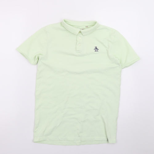 Original Penguin Boys Green 14-15 Years Polo Shirt Cotton Short Sleeve