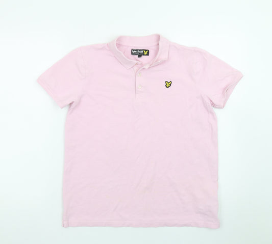 Lyle & Scott Junior Boys Pink Polo Shirt 15-16 Years Short Sleeve Cotton