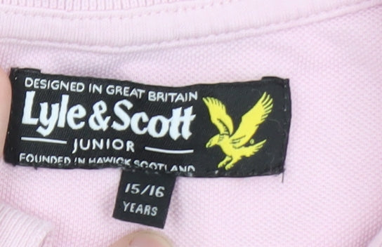 Lyle & Scott Junior Boys Pink Polo Shirt 15-16 Years Short Sleeve Cotton