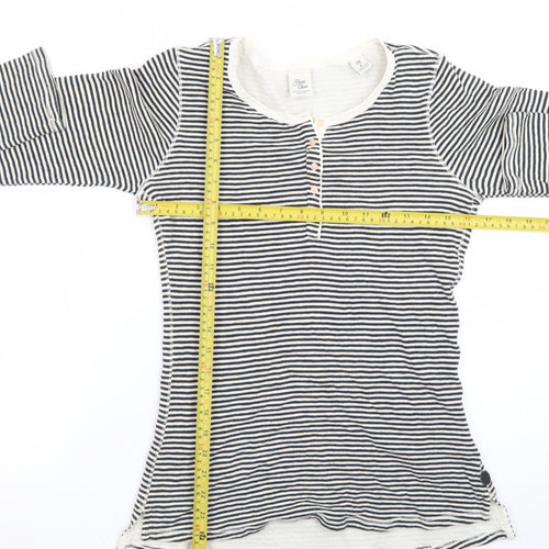 Scotch & Soda Women's Black Striped Cotton Henley Top Size S