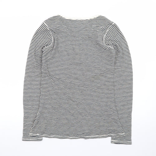 Scotch & Soda Women's Black Striped Cotton Henley Top Size S