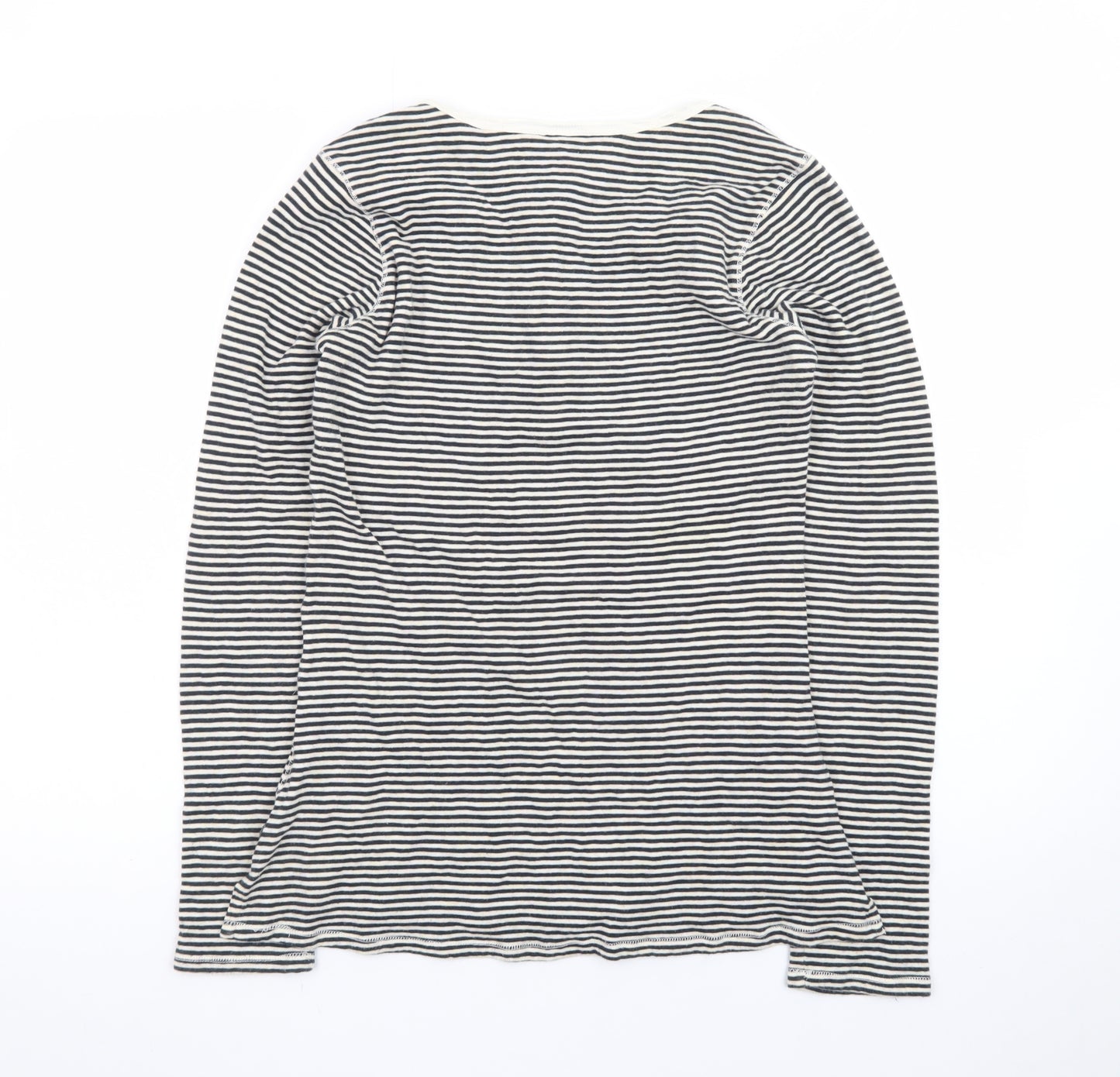 Scotch & Soda Women's Black Striped Cotton Henley Top Size S