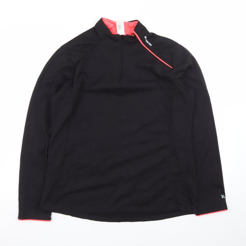 B'TWIN Women's Black Cycling Track Jacket Size 18 Long Sleeve 1/2 Zip