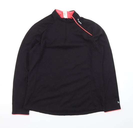 B'TWIN Women's Black Cycling Track Jacket Size 18 Long Sleeve 1/2 Zip