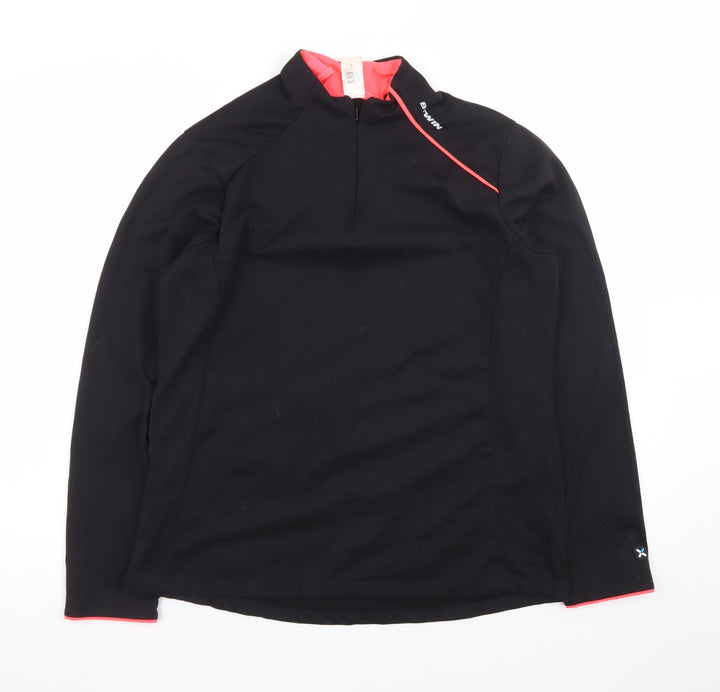 B'TWIN Women's Black Cycling Track Jacket Size 18 Long Sleeve 1/2 Zip