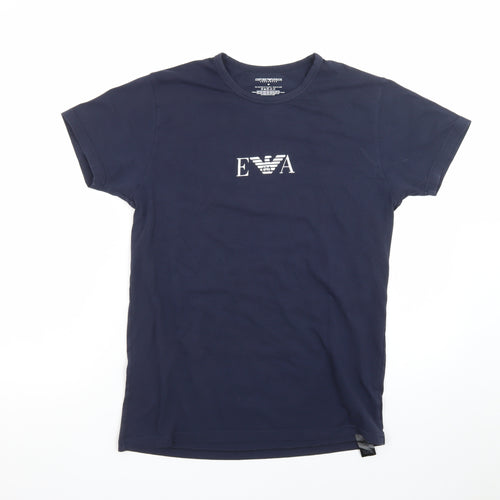 Emporio Armani Men's Blue Crew Neck Short Sleeve Designer T-Shirt M