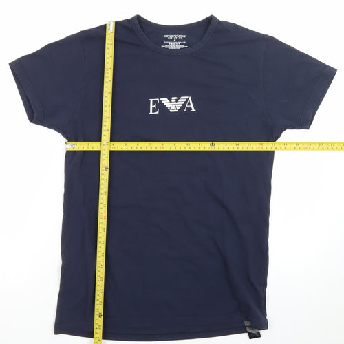 Emporio Armani Men's Blue Crew Neck Short Sleeve Designer T-Shirt M