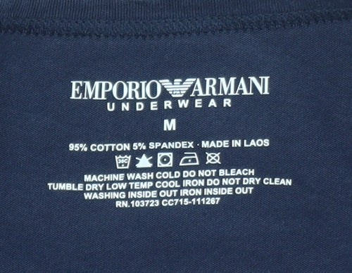 Emporio Armani Men's Blue Crew Neck Short Sleeve Designer T-Shirt M