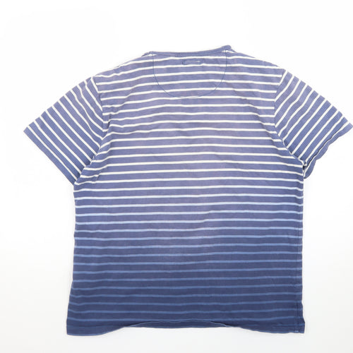 Jasper Conran Jeans Men's Blue Striped Crew Neck Cotton T-Shirt Size XL
