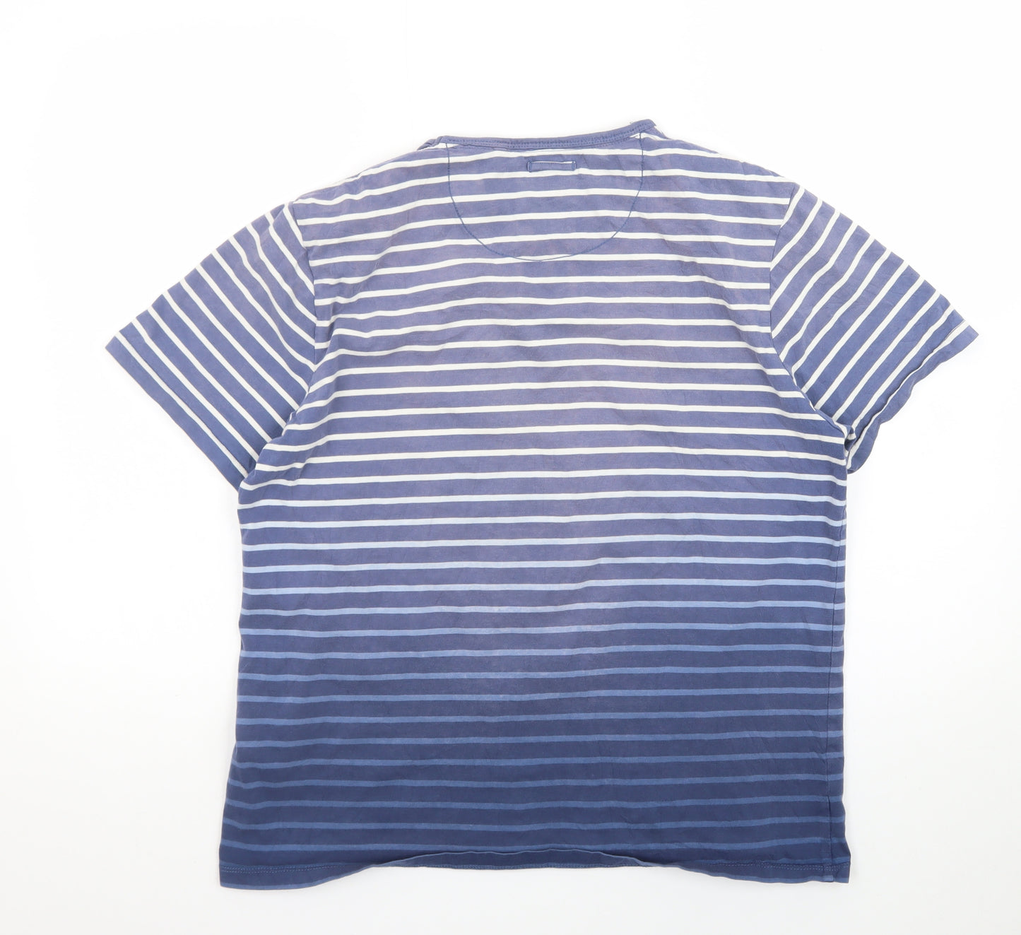 Jasper Conran Jeans Men's Blue Striped Crew Neck Cotton T-Shirt Size XL