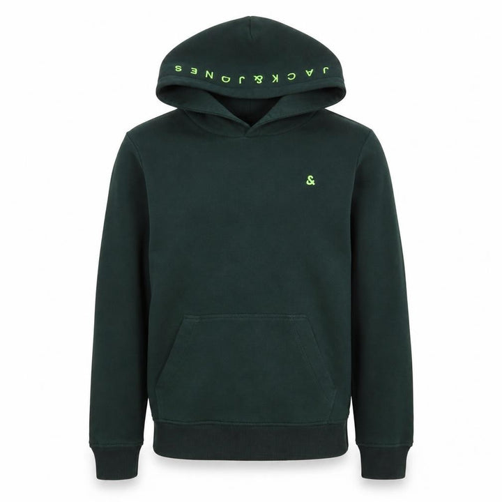 Jack & Jones Boys Green Pullover Hoodie Size 164 Fleece Lined Sweatshirt