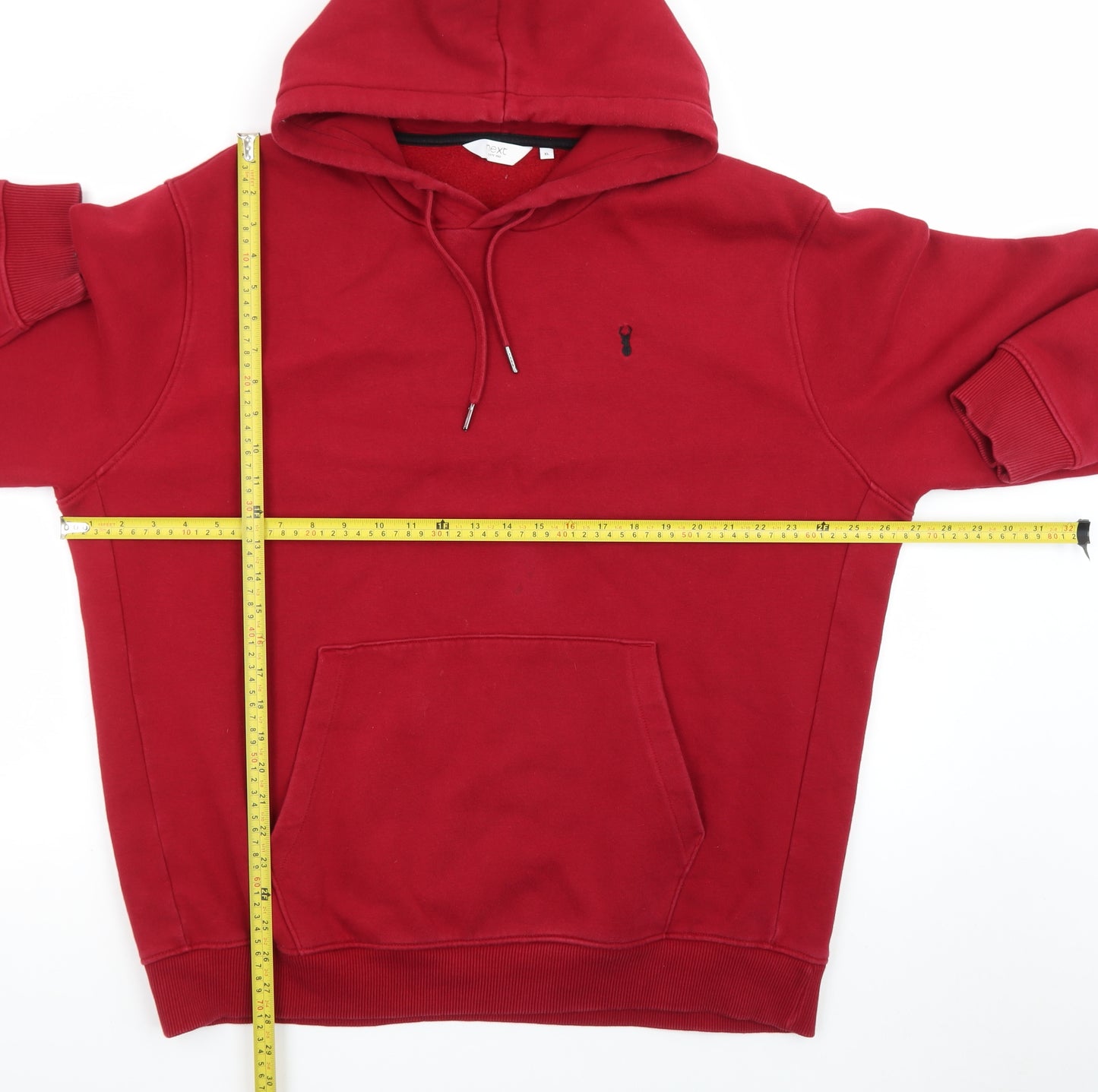 Next Men's Red Pullover Hoodie XL Cotton Blend Fleece