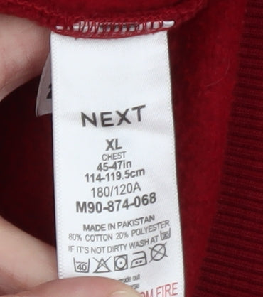 Next Men's Red Pullover Hoodie XL Cotton Blend Fleece