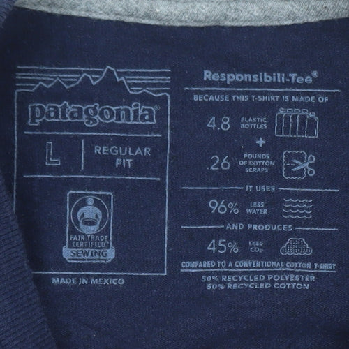 Patagonia Men’s Blue Long Sleeve Crew Neck Regular Fit T-Shirt Size L