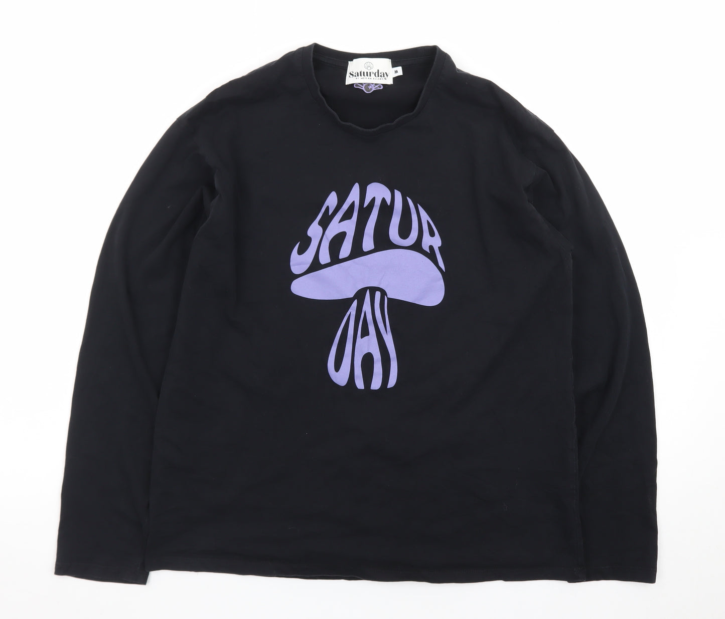 Saturday by Megan Ellaby Men's Black Graphic Long Sleeve T-Shirt M