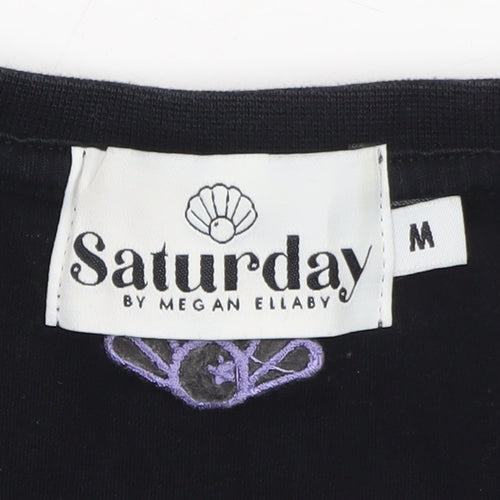 Saturday by Megan Ellaby Men's Black Graphic Long Sleeve T-Shirt M
