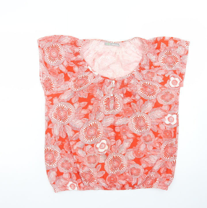 Marks and Spencer Women Red Floral Cotton Tunic Blouse UK 16