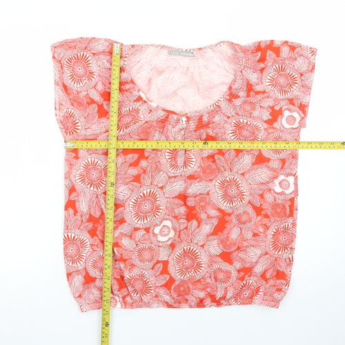 Marks and Spencer Women Red Floral Cotton Tunic Blouse UK 16