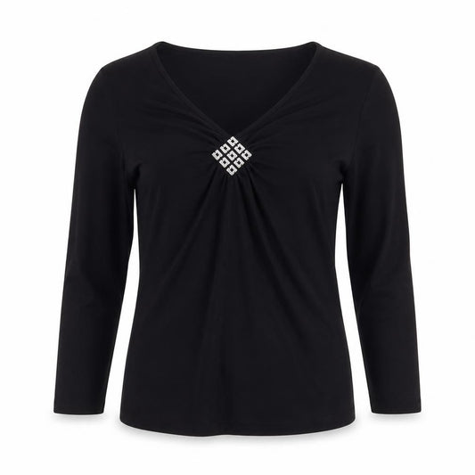 Front view of Next Women's Black Viscose Wrap Blouse UK 10 Long Sleeve