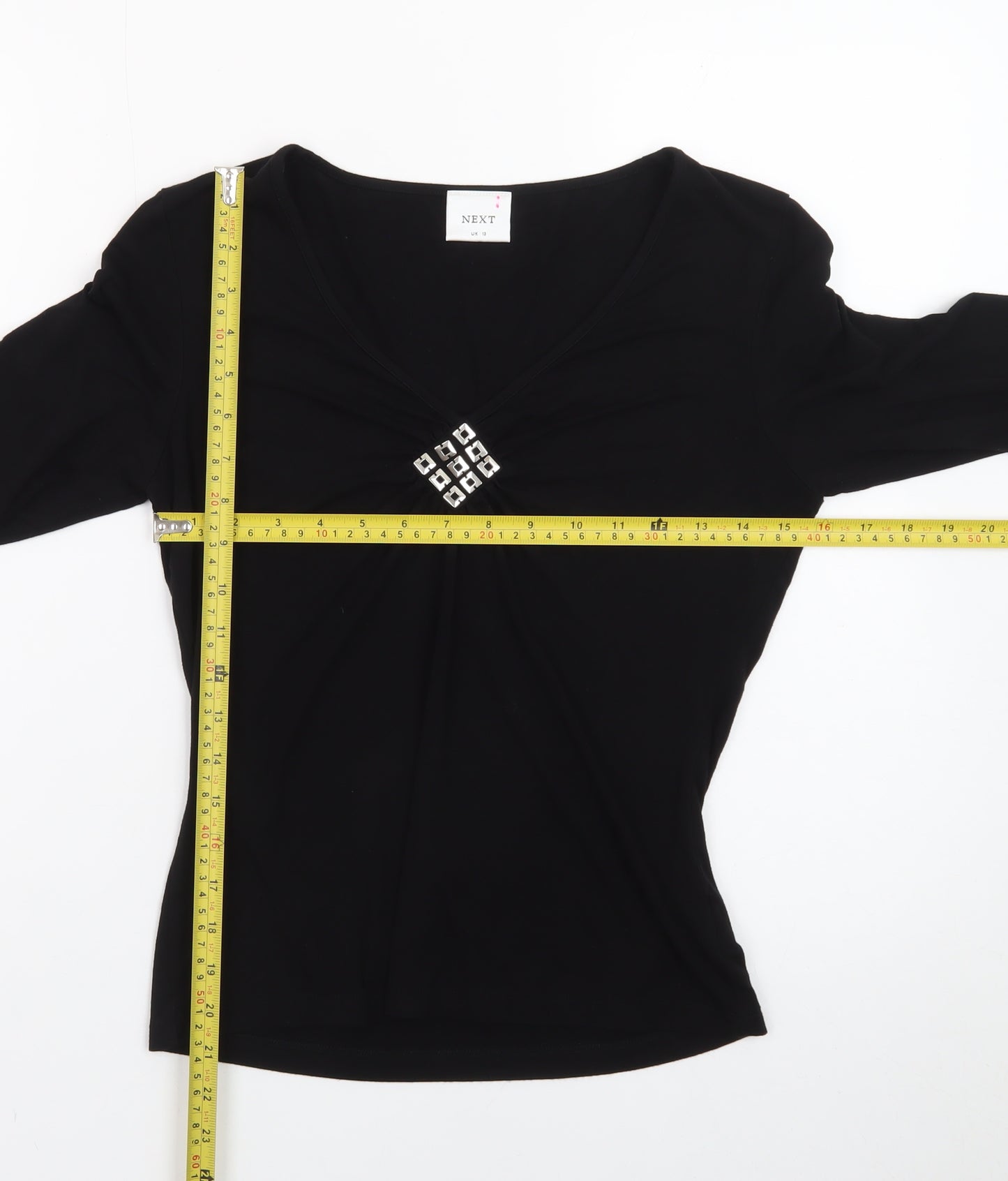 Next Women's Black Viscose Wrap Blouse UK 10 Long Sleeve