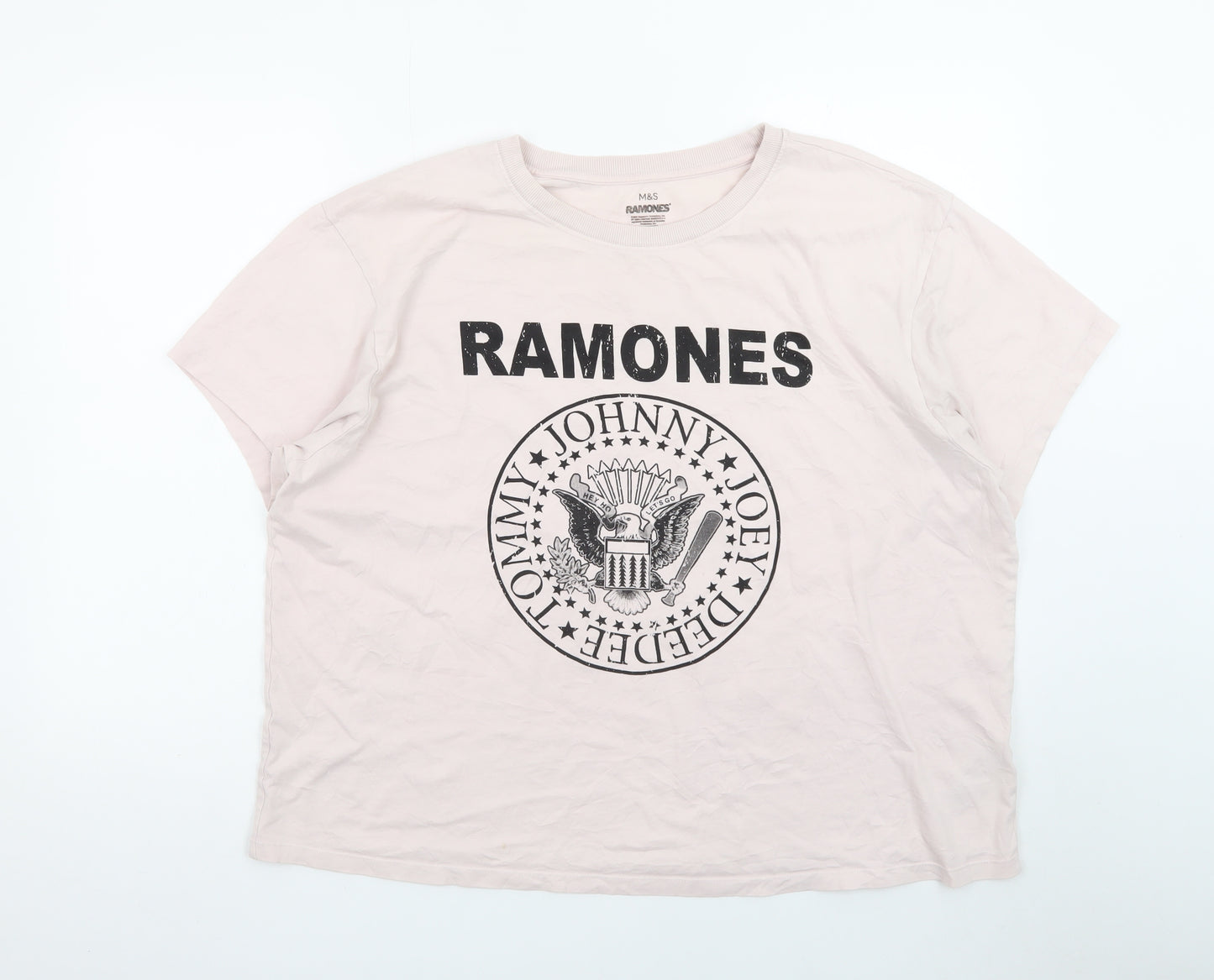 Marks and Spencer Unisex Pink Ramones Band Graphic T-Shirt Size 22