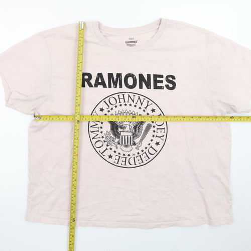 Marks and Spencer Unisex Pink Ramones Band Graphic T-Shirt Size 22