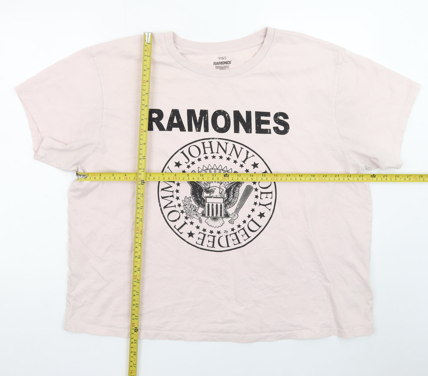 Marks and Spencer Unisex Pink Ramones Band Graphic T-Shirt Size 22