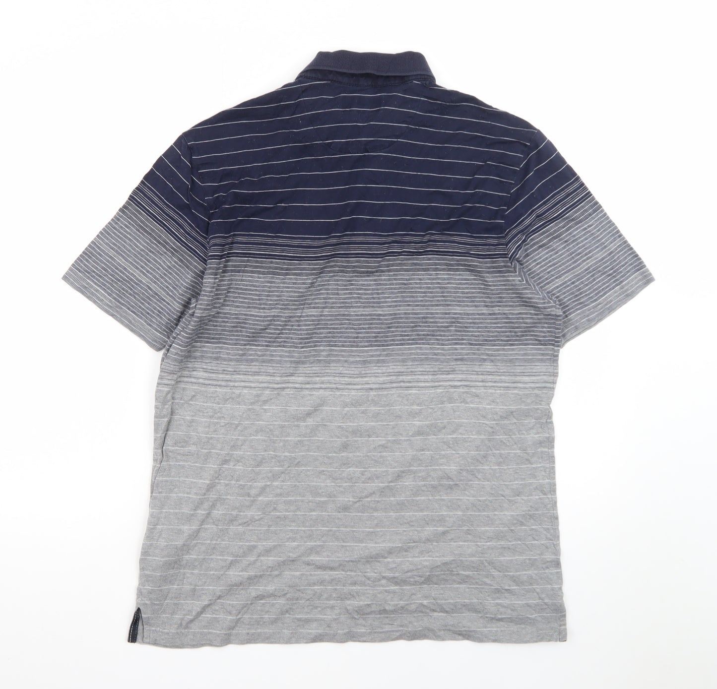 Blue Harbour Men's Blue & Grey Striped Polo Shirt, Size M Regular Fit