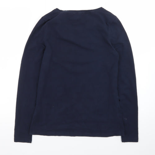 Barbour Women's Blue Long Sleeve Robin Print Cotton T-Shirt Size 10