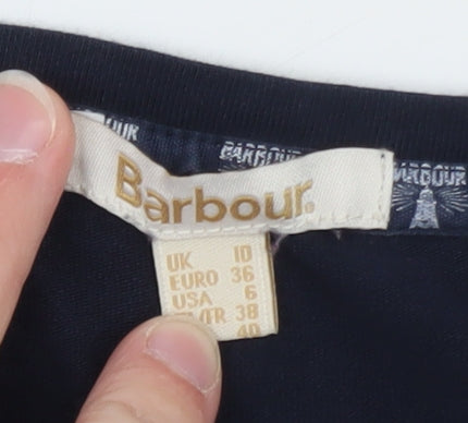 Barbour Women's Blue Long Sleeve Robin Print Cotton T-Shirt Size 10