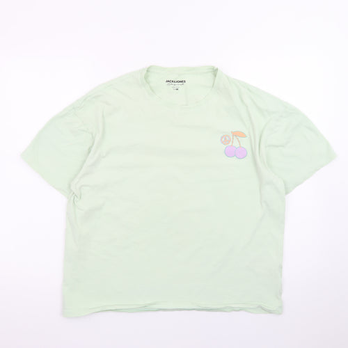 Jack & Jones Green Graphic Retro T-Shirt M Unisex Casual Summer Top