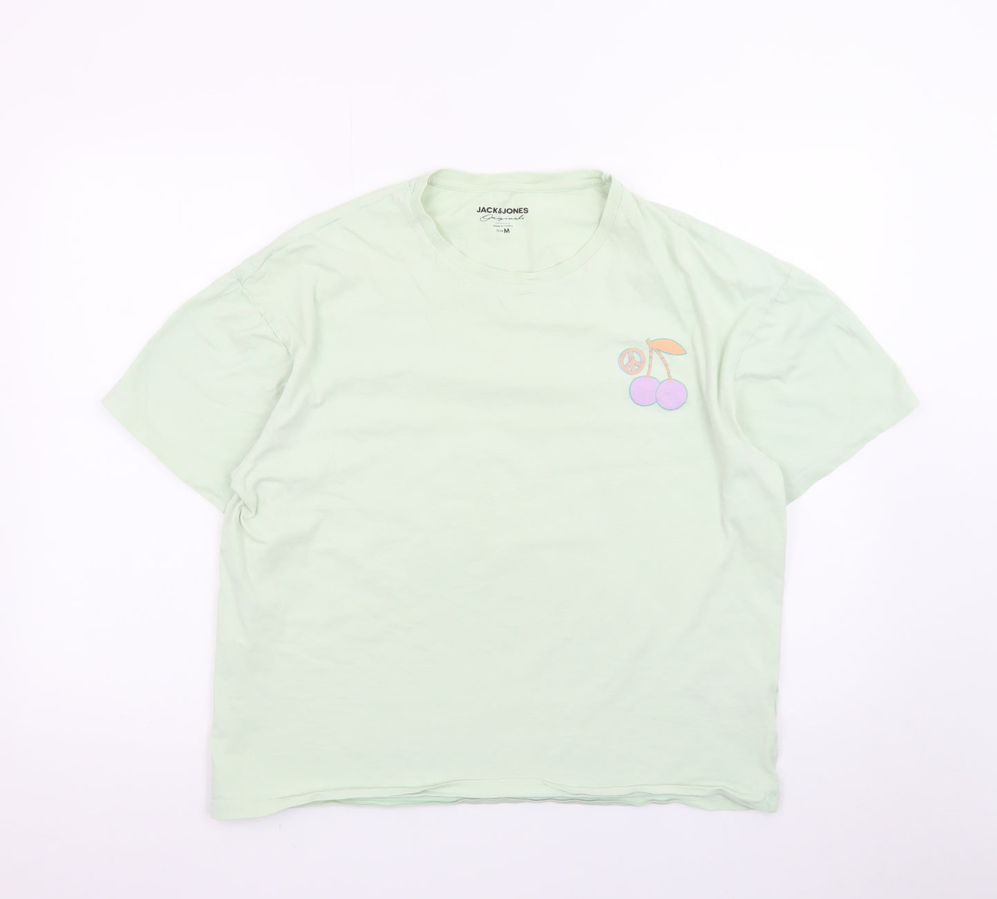 Jack & Jones Green Graphic Retro T-Shirt M Unisex Casual Summer Top