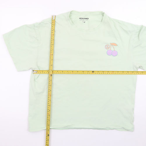 Jack & Jones Green Graphic Retro T-Shirt M Unisex Casual Summer Top