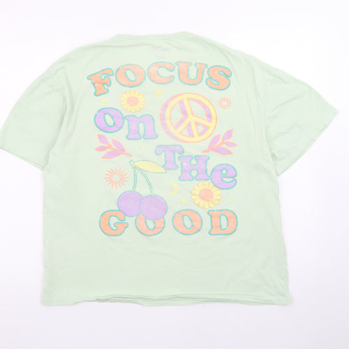 Jack & Jones Green Graphic Retro T-Shirt M Unisex Casual Summer Top